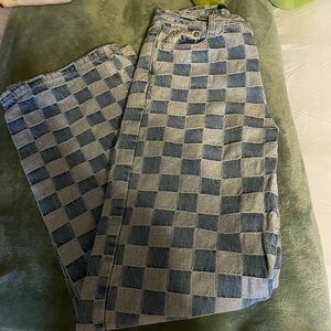 Fashion Nova checkered wide leg jeans